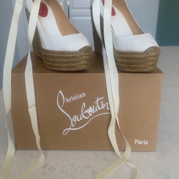 Christian Louboutin White Platform Espadrilles - Picture 2 of 10